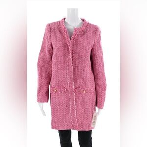 Nanette Lepore Pink white tweed $138 nwt long jacket cute